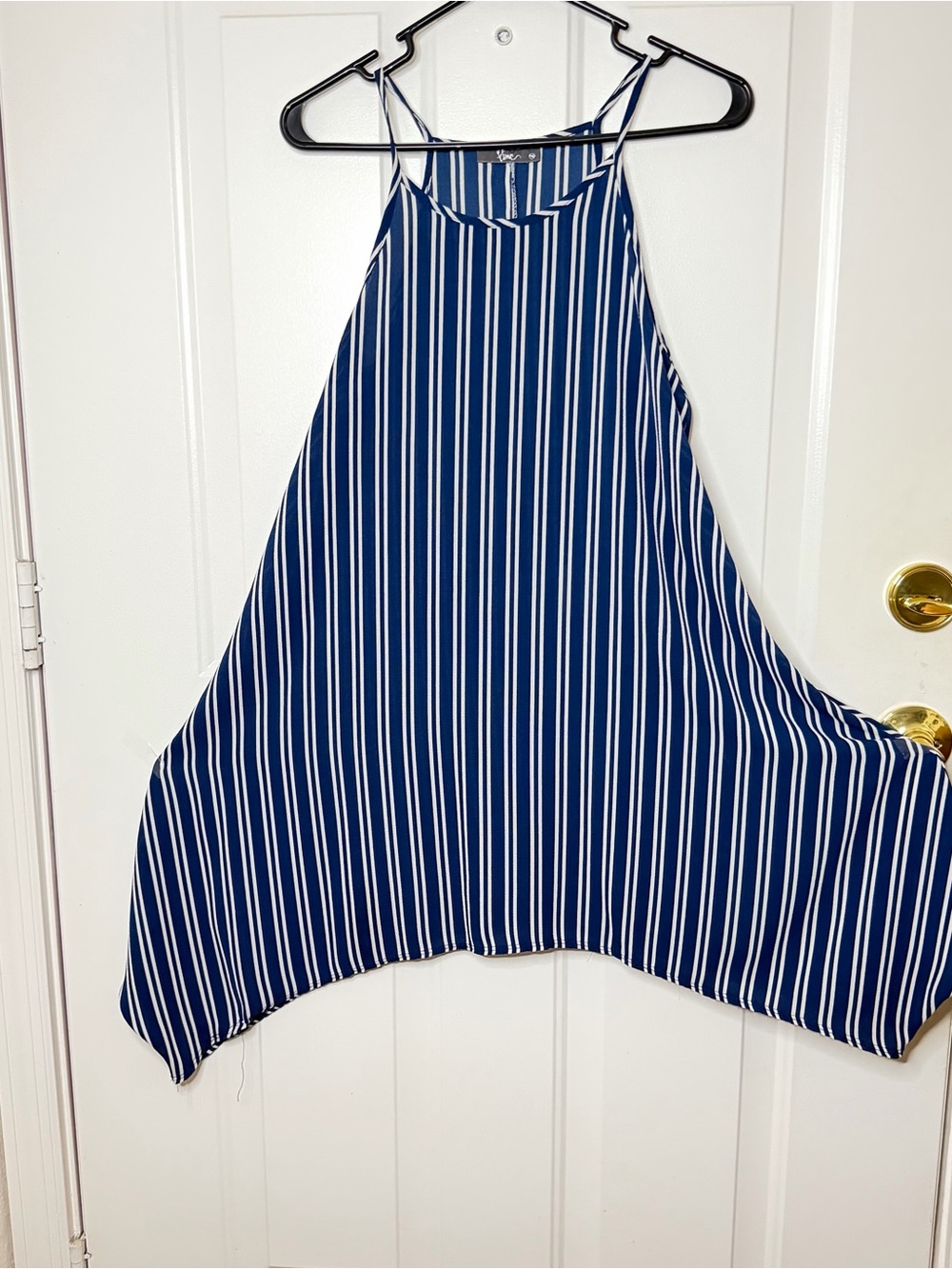 Pinc Navy and White Striped A-Line stap Dress